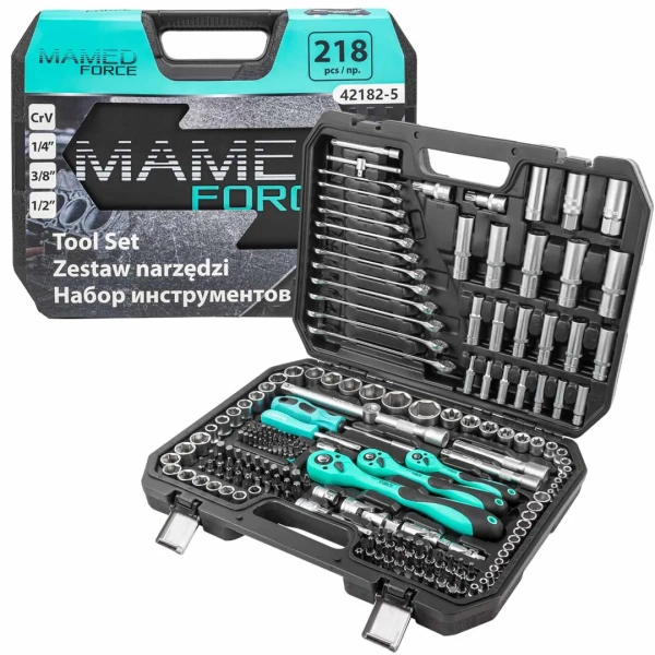 Набор инструментов 218пр. 1/4'',3/8'',1/2''(6гр.)(4-32мм)