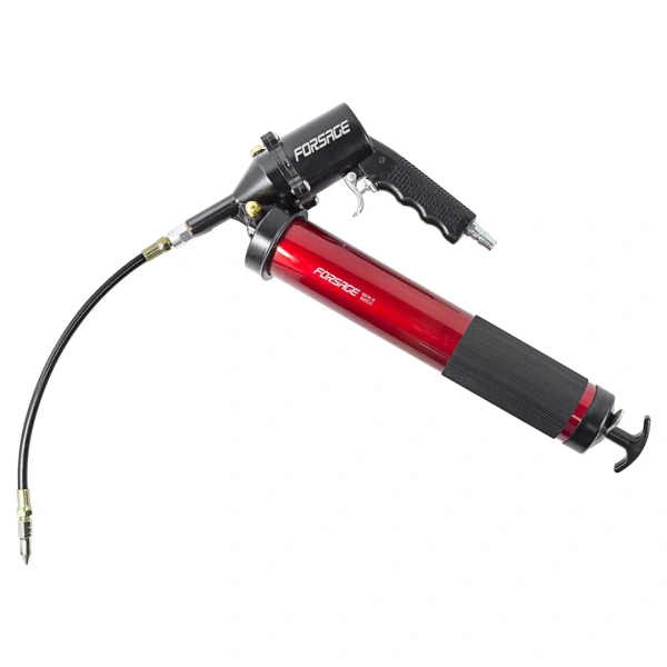 Шприц ручной+пневматический для нагнетания густой смазки 600мл в комплекте с жестким(L-180мм) и гибким(L-330мм) наконечником (''под тубу'')