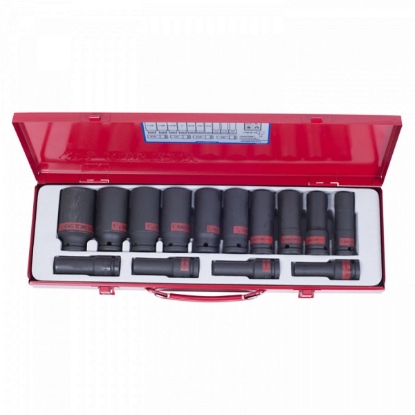 Набор ударных глубоких торцевых головок KING TONY 4416SP, 1/2", шестигранные, 3/8"-1&1/4", 15 предметов