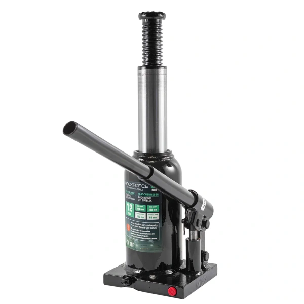 Домкрат бутылочный 12т с клапаном (высота подхвата - 200мм, высота подъема - 380мм, ход штока - 120мм)