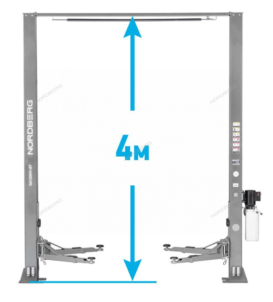 Подъемник двухстоечный Nordberg N4120H1E (4 т, верхняя синхронизация, с электростопорами, H=4 м, 380 В)