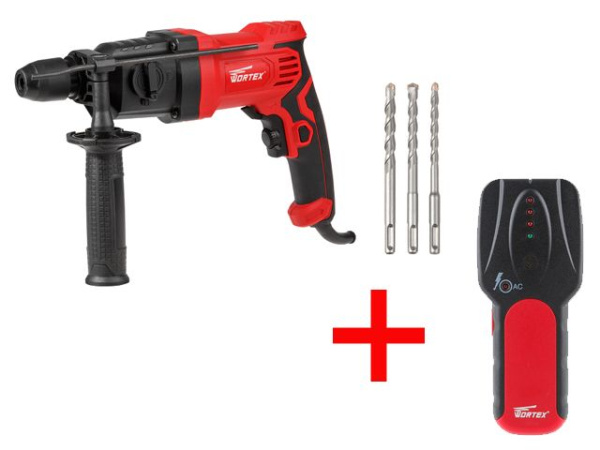 Перфоратор WORTEX RH 2427 в кор. + набор буров + АКЦИЯ! Детектор проводки WORTEX в подарок! (Детектор проводки WORTEX в подарок!)