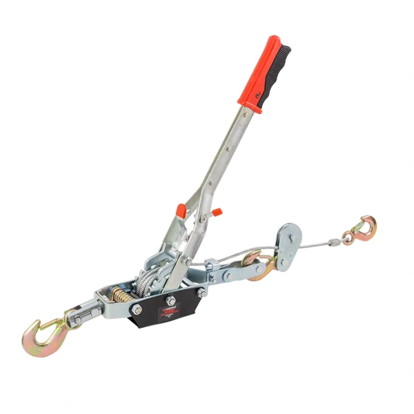 Лебедка рычажная тяговая с дополнительным спусковым механизмом, 4т (двойное зубч. колесо, диаметр троса-5мм, длина троса- 1.75/3.5м)