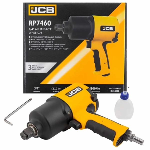 Пневмогайковерт ударный ''Twin Hammer''с реверсом и регулировкой усилия 3/4''(1800Hм, 7000 об/мин,6.3bar,230л/мин,вес 3кг)