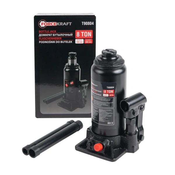 Домкрат бутылочный 8т с клапаном(h min 200мм,h max 400мм)