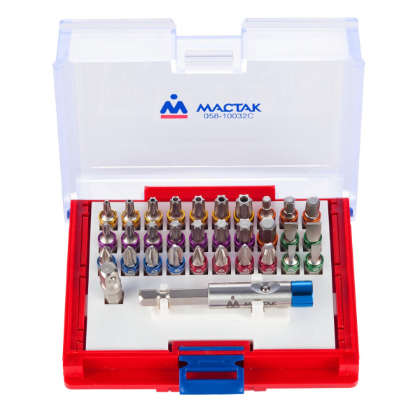 Набор вставок (бит) 1/4", TORX, HEX, PZ, PH, SLOT, 32 предмета МАСТАК 058-10032C