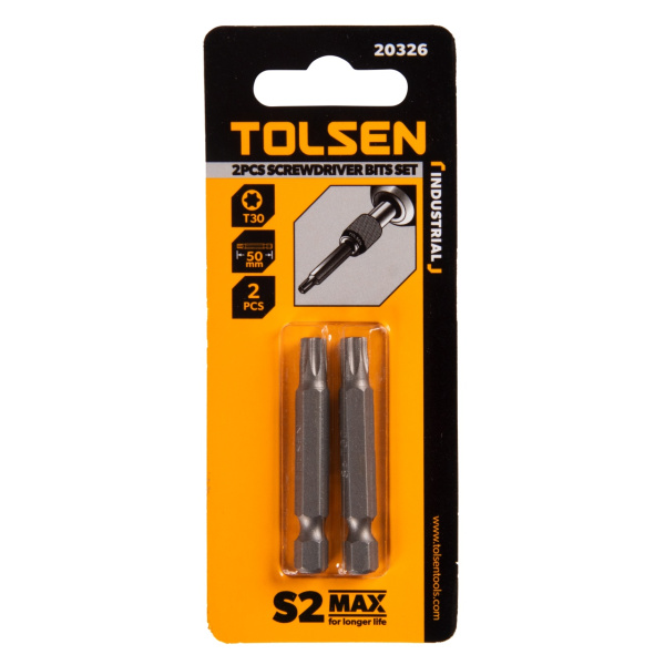 Набор вставок (бит) торцевых 1/4" Torx T30 50 мм 2 предмета TOLSEN TT20326