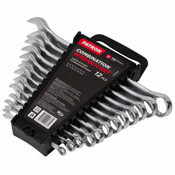 Набор ключей комбинированных 12 пр (6,8,10,12,13,14,15,16,17,18,19,22мм), в пластиковом держателе