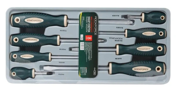 Набор отверток магнитных S2, 8пр.(PH:1х75, 2x38, 2х100, 3х150мм, SL: 5.5х75, 6.5х38, 6.5х100, 8х150мм)в лотке