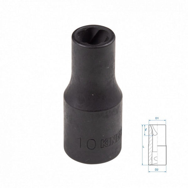 Головка для поврежденного крепежа KING TONY 9TD403-10M, 1/2", 10 мм