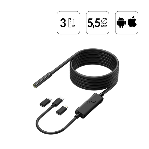 Видеоэндоскоп iCartool IC-V553 (USB, 2 Мп, 1920x1080, 3 м, 5,5 мм зонд)