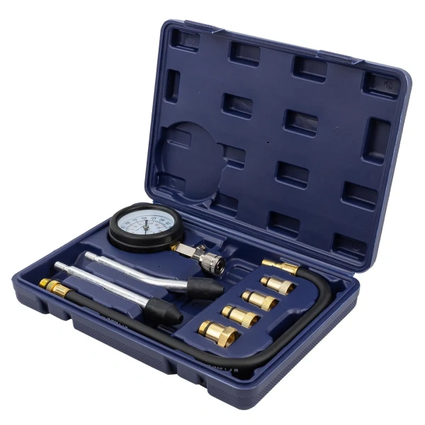 Индикатор компрессии бензинового двигателя Profi 8пр.(0-21Bar, М10, М12, М14, М18 + 2 жестких прижимных адаптера-переходника) , в кейсе