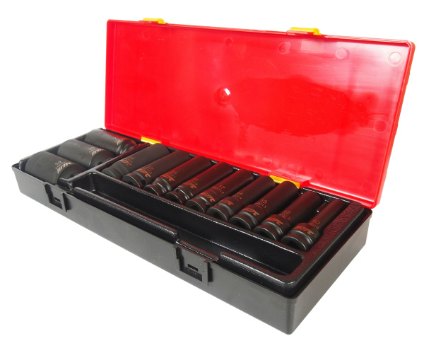 Набор головок торцевых 12-ти гранных глубоких ударных JTC K4122 (1/2", 10-32 мм, 12 предметов в кейсе)