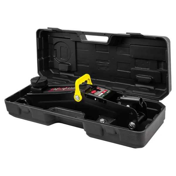 Домкрат подкатной гидравлический 2 т (h min 135мм, h max 385мм) с резиновой накладкой в кейсе