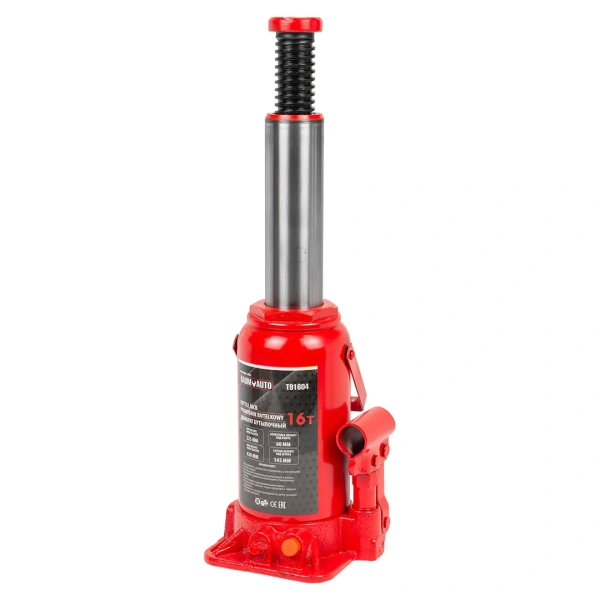 Домкрат бутылочный с клапаном 16т.(h min-225мм,h max-430мм, ход штока-145мм, ход винта-60мм)