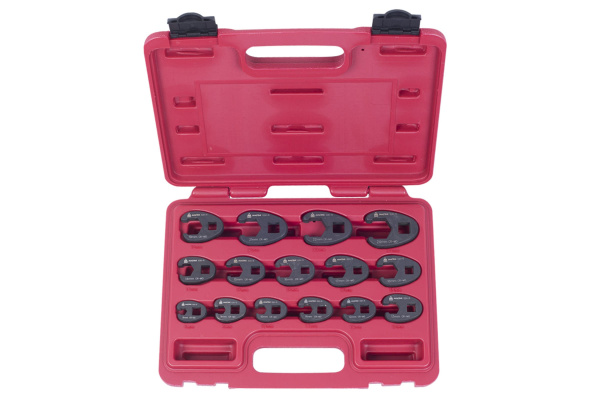 Набор разрезных ключей 3/8";1/2" (воронья лапка), 8-24 мм, кейс, 15 предметов МАСТАК 0261-15C