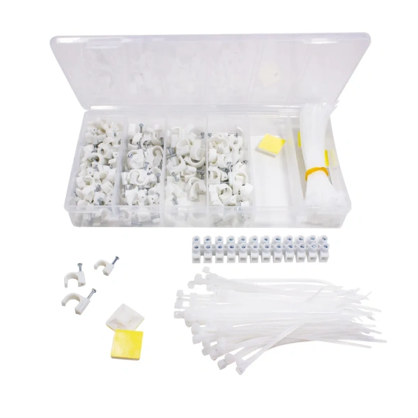 Набор инструментов 320пр.(клеевой пистолет,рулетка,съемник изоляции,ножовка,держатели кабеля,клеммы,хомуты)