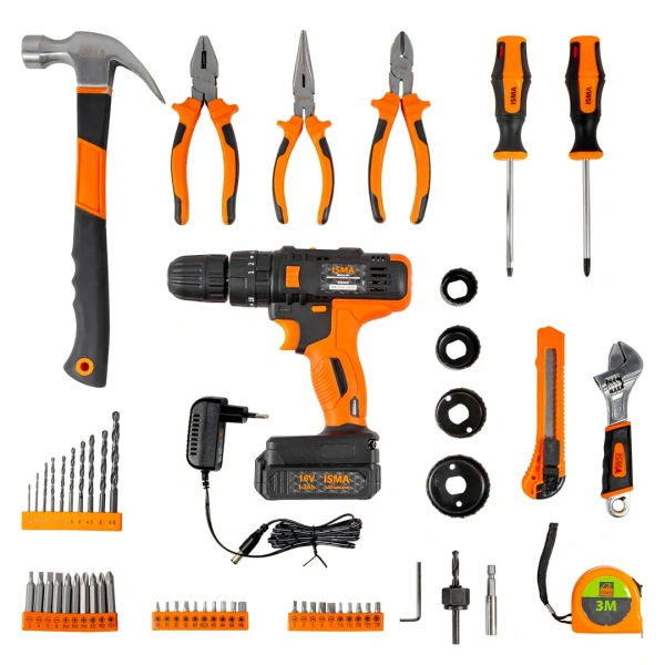 Набор инструментов с аккумуляторным шуруповертом 57пр(16V, 1.3Ah),в кейсе