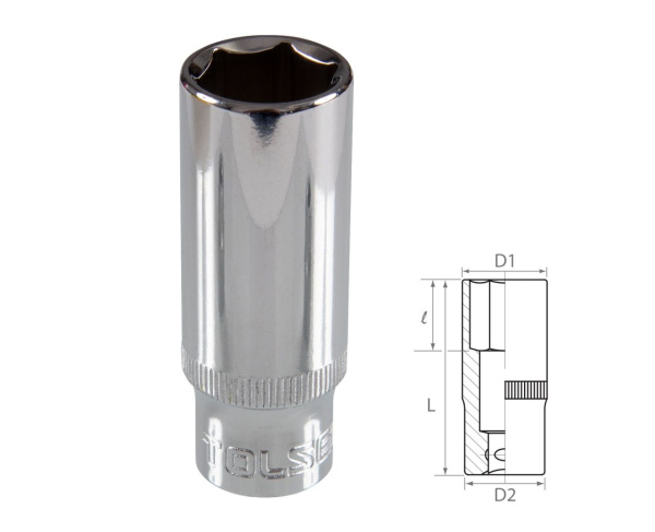 Головка торцевая глубокая шестигранная 3/8" 17 мм TOLSEN TT16367