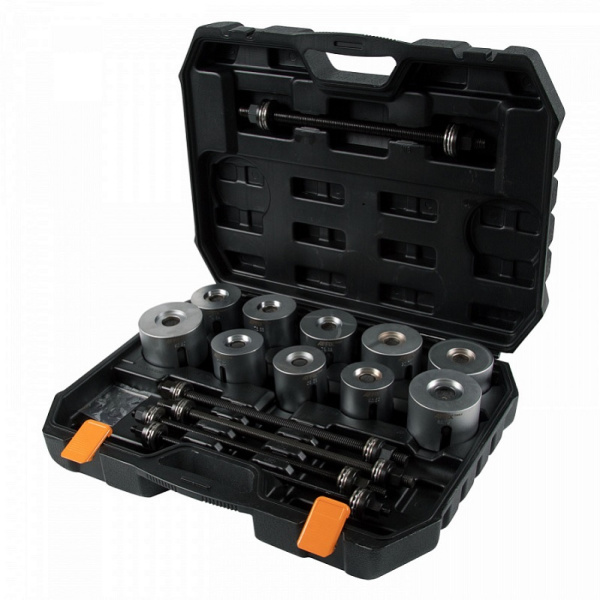 Набор оправок для монтажа и демонтажа сайлентблоков AFFIX AF11020027C, 34-80 мм, кейс, 27 предметов