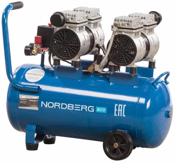 Компрессор воздушный поршневой безмасляный, объем 50 л NORDBERG ECO NCEO50/210