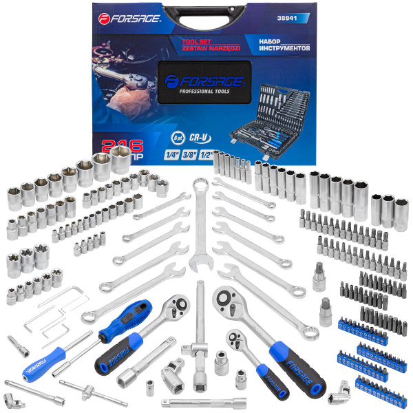 Набор инструментов 216пр. 1/4'', 3/8'', 1/2''(6гр.)(4-32мм)(NEW)