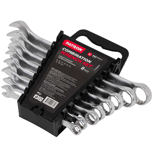 Набор ключей комбинированных 8 пр (8,10,12, 13,14,15,17,19мм), в пластиковом держателе