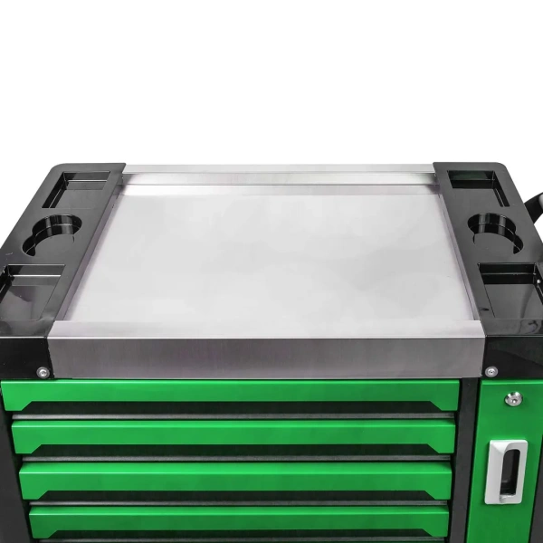 Тележка инструментальная 7-и полочная с доп.-ой боковой секцией и металлической накладкой на стол 900х800х460мм