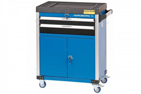 Тележка инструментальная NORDBERG T4 (2 выдвижных ящика, 2 полки с дверцами)