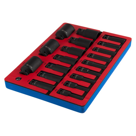 Набор ударных глубоких торцевых головок шестигранных МАСТАК 5-054022 (1/2", 10-36 мм, ложемент, 19 предметов)