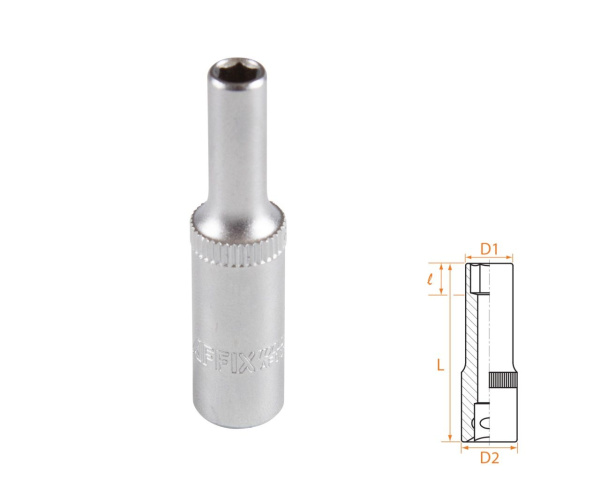 Головка торцевая глубокая шестигранная 1/4" 4,5 мм AFFIX AF00120045