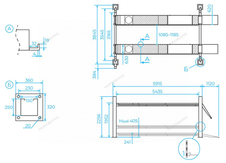 Подъемник четырехстоечный NORDBERG 4465B (6,5 т, для сход-развала, синий)