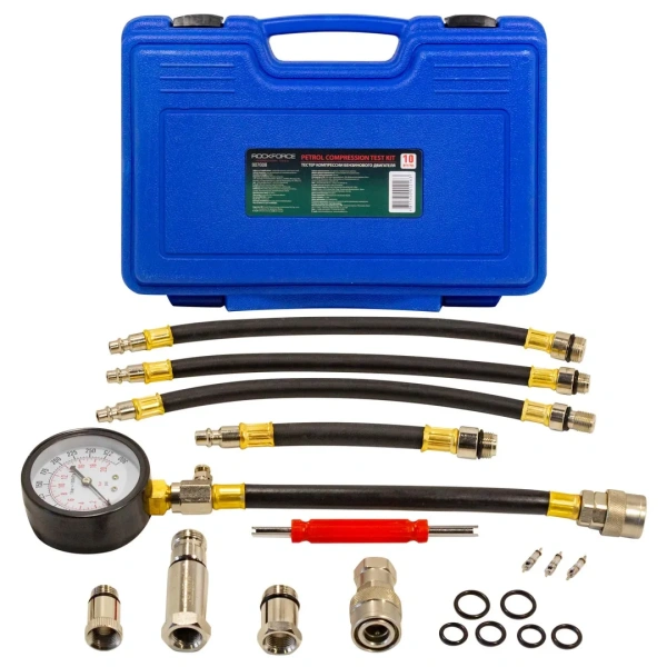 Тестер компрессии бензинового двигателя 10пр.(0-20bar),в кейсе