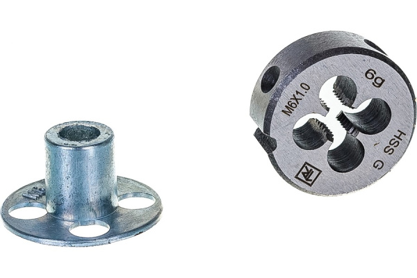 Плашка D-DRIVE MDG61 круглая ручная с направляющей в наборе М6х1.0, HSS, Ф25х9 мм