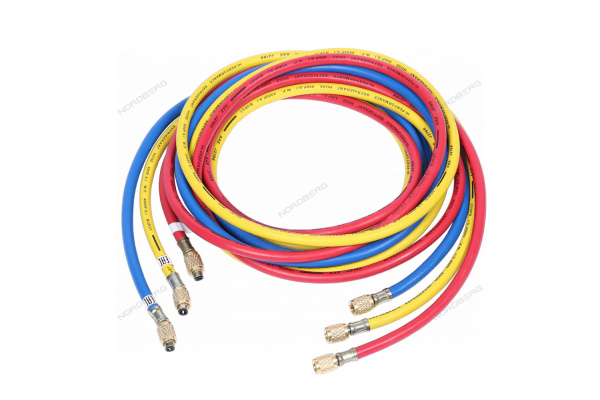 Шланг заправочный для фреона NORDBERG NFH31 (3 м, в комплекте 3 шт., без адаптеров)