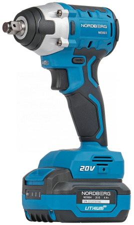 Гайковерт аккумуляторный 1/2" 20В 300 Нм с 4A акк. и зар. уст-вом 4A в мешке NORDBERG NE803K