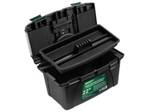 Ящик для инструмента пластмасс. 56,5x32,5x29 см (22") с лотком и органайз. 20238 ВОЛАТ