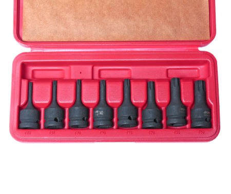 Набор головок торцевых ударных JTC J408T (1/2", TORX, Т25-Т60, L=60 мм, 9 предметов в кейсе)