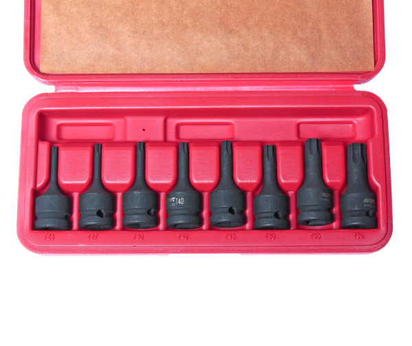 Набор головок торцевых ударных JTC J408T (1/2", TORX, Т25-Т60, L=60 мм, 9 предметов в кейсе)