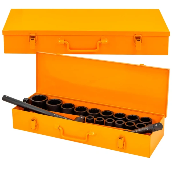 Набор инструментов ударных 21пр. 3/4''(12гр.)(17,19,21,22,24,27,30,32,34,35,36,36-6гр.,38,41,46,50мм), в метал.кейсе