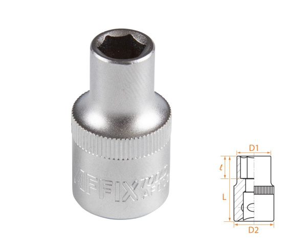 Головка торцевая стандартная шестигранная 1/2" 9 мм AFFIX AF00040009