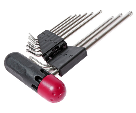 Набор ключей TORX T10Н-Т50H Г-образных с отверстием JTC 3924 (9 предметов)