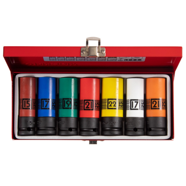 Набор глубоких ударных торцевых головок 1/2" шестигранные 15-22 мм 7 предметов KING TONY 44907MP