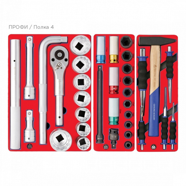 Инструментальная тележка с набором инструментов МАСТАК "ПРОФИ" 52-05299G, 299 предметов