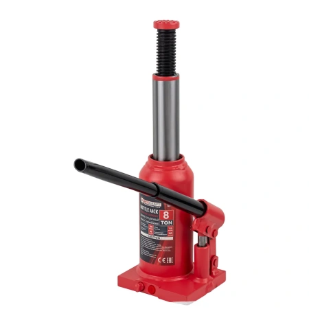 Домкрат гидравлический бутылочный, 8т (с предохранительным клапаном, минимальная высота: 190 мм, ход штока: 110 мм, ход винта: 60 мм, максимальная выс