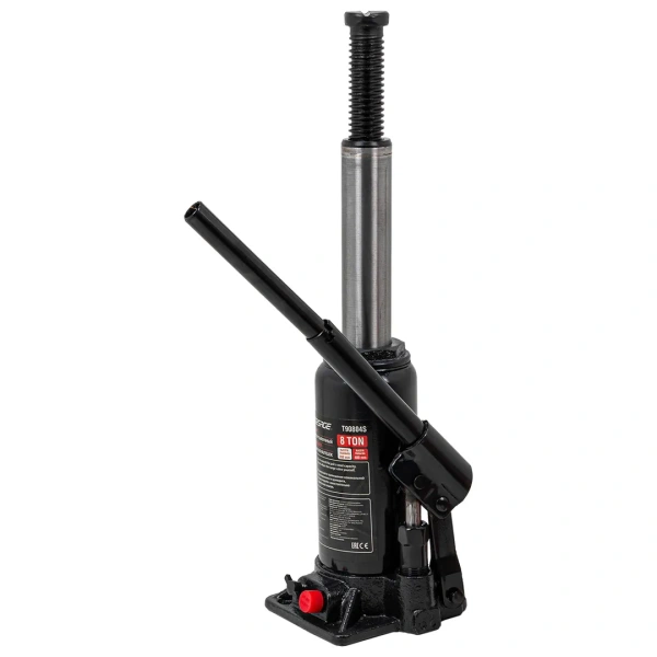 Домкрат бутылочный 8т с клапаном (h min-200мм, h max-400мм, ход штока-130мм, ход винта-70мм) в кейсе