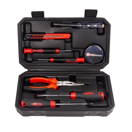 Набор инструментов 9пр.(отвертки:SL6мм,3мм,РН:0,2,утконосы,нож,индикатор.-я отвертка,изолента)