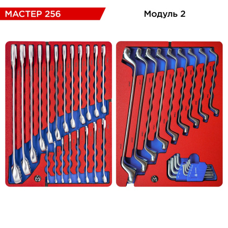Набор инструментов МАСТЕР 256 в синей тележке МАСТАК 52-05256B (256 предметов)