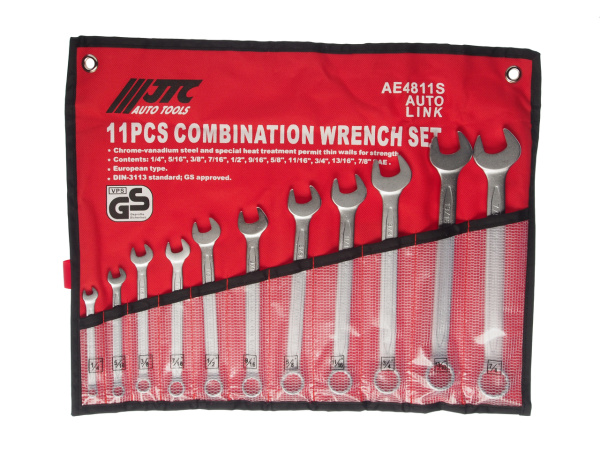 Набор ключей комбинированных в планшете JTC AE4811S (1/4"-7/8", 11 предметов)