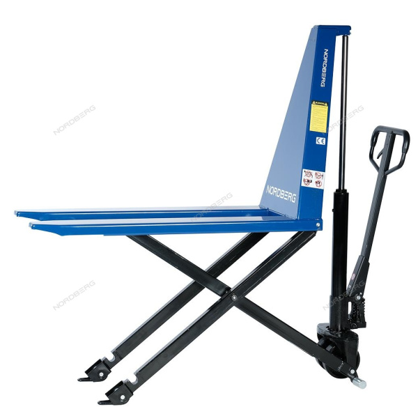 Тележка (рохля) складская гидравлическая с низким подхватом 1 т, с полиуретановыми колесами, макс. высота подъема 820 мм NORDBERG N3904-10